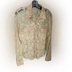 For Joseph woman’s snap down ivory lace shirt size Large